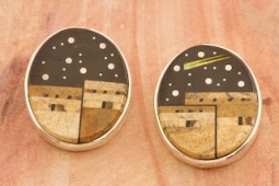 Calvin Begay Starry Night in the Pueblo Post Earrings